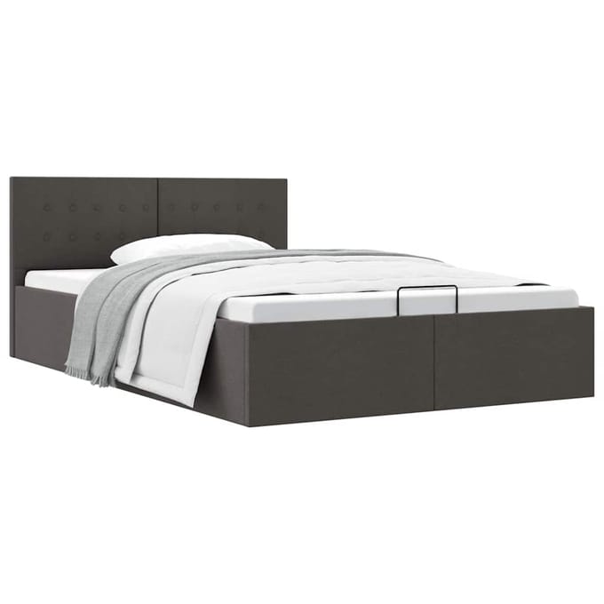 vidaXL - Bedframe - met - hydraulische - opslag - stof - donkergrijs - 120x200 - cm