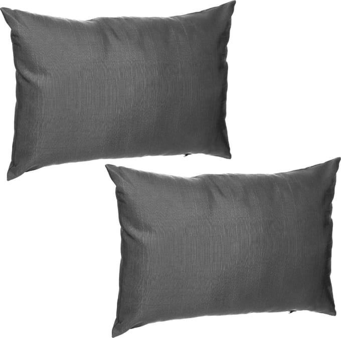Hesperide Sierkussen - 2x - 30 x 50 cm - antraciet - polyester - uv/waterbestendig - binnen/buitenkussens