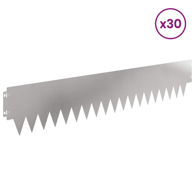 vidaXL - Gazonrand - 30 - st - 103 - x - 20 - cm - Staal - zilver