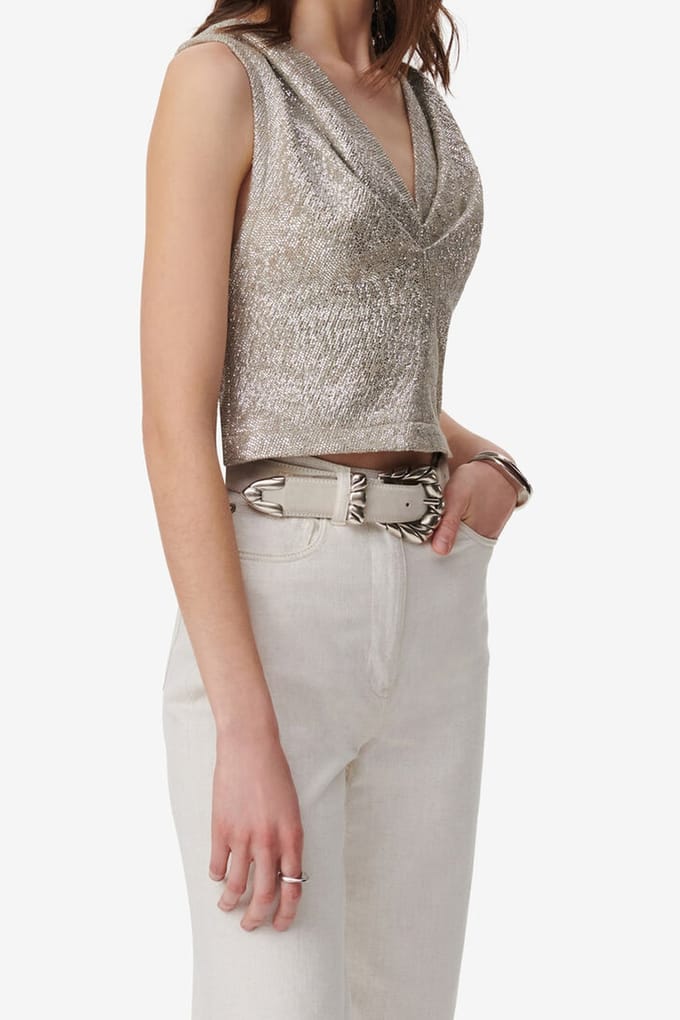 IRO Paris Samira Top Taupe / Silver Größe: 38 | Blusen Outlet | Damen | Schwarz