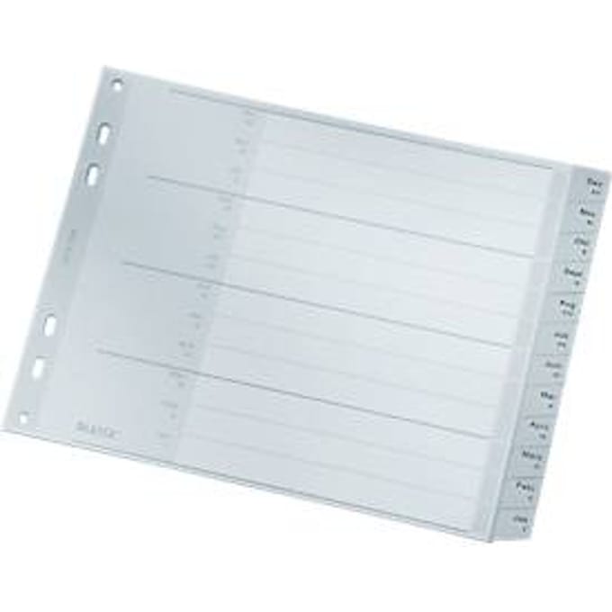 LEITZ® kunststof indexbladen, kalender dec.-jan. (12 bladen), nr. 1288