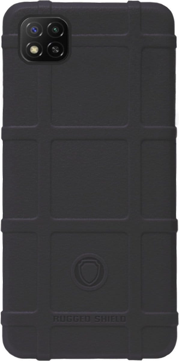 RUGGED SHIELD Rubber Bumper Case Hoesje Geschikt voor Xiaomi Redmi 9C - Zwart