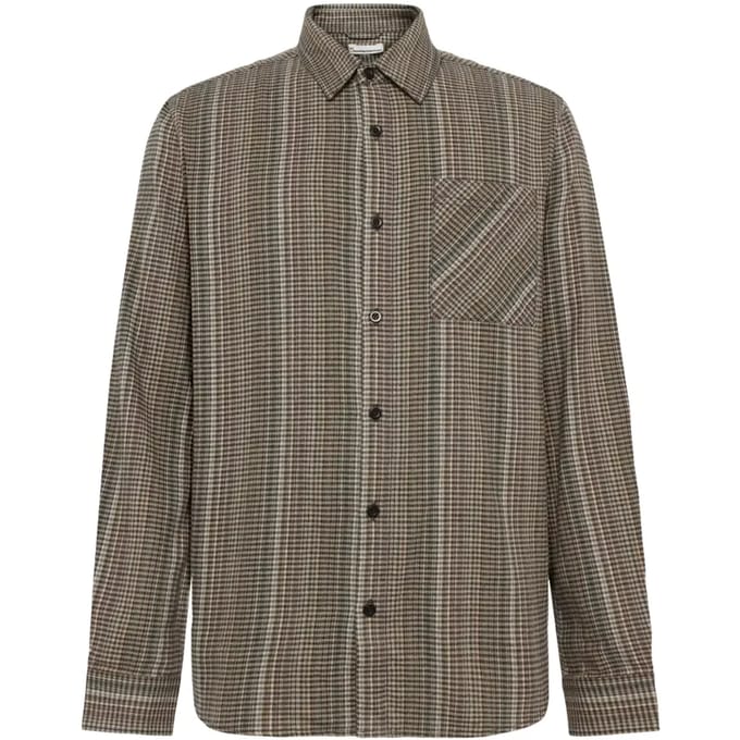 Geruite Overhemd Lange Mouwen Organisch Katoen KnowledgeCotton Apparel Dune