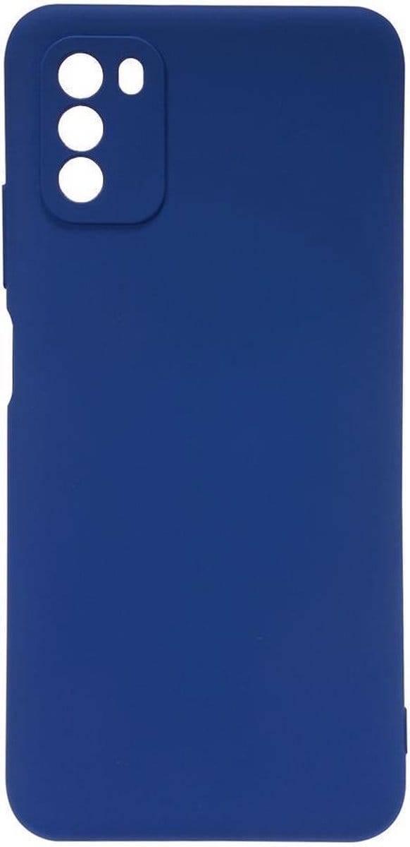 Shop4 - Poco M3 Hoesje - Zachte Back Case Mat Donker Blauw