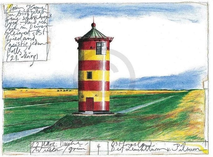 Kunstdruk Sabine Gerke - Der Leuchtturm von Pilsum 30x24cm
