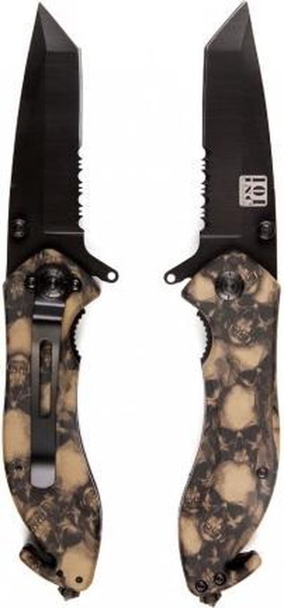 101inc Zakmes Skull + Clip zwart