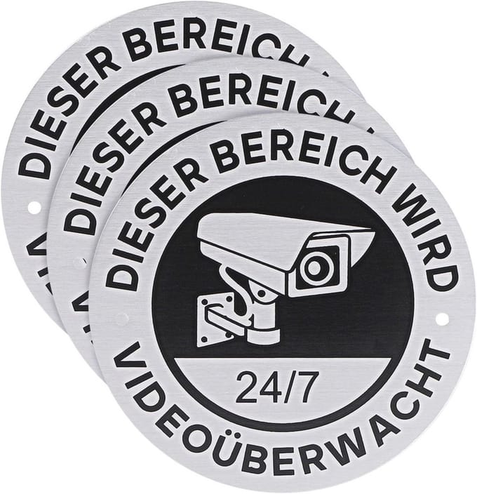 Veiligheidsbord voor Videobewaking - 3 Stuks - Waarschuwing voor Camerabewaking