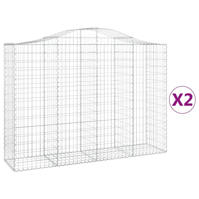 vidaXL - Schanskorven - 2 - st - gewelfd - 200x50x140/160 - cm - ijzer