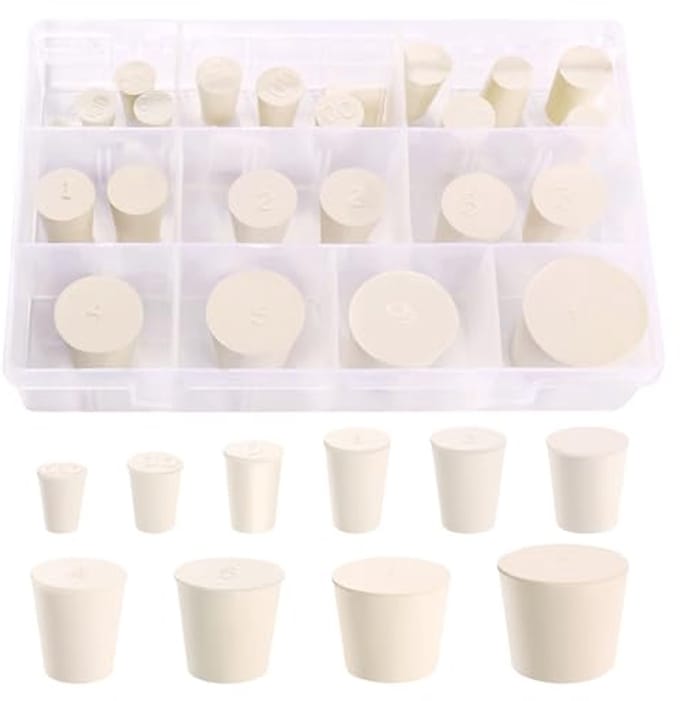 25 Stuks Massief Rubberen Stoppersset - Conische Rubberen Stops voor Laboratorium en Ballonflessen