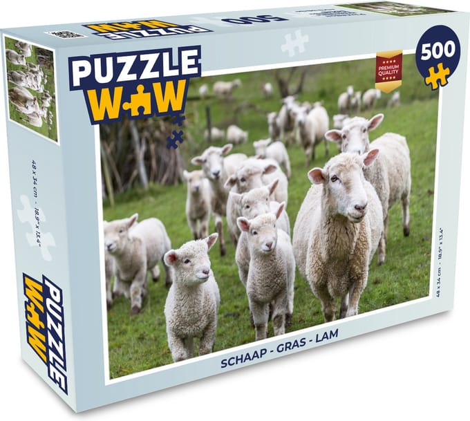 Puzzel Schaap - Gras - Lam - Legpuzzel - Puzzel 500 stukjes