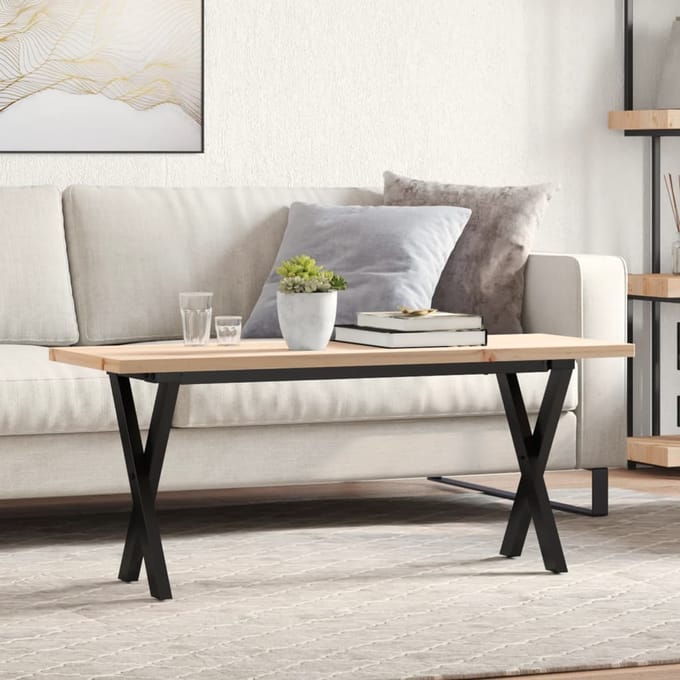 vidaXL - Salontafel - X-frame - 110x40x45,5 - cm - grenenhout - en - staal