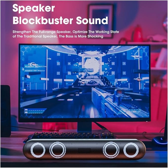 Computer Geluidbox - Stereo Speaker - Verrijk Geluid - Bluetooth 5.0 Connectie - Compact Formaat - Upgrade Zilver
