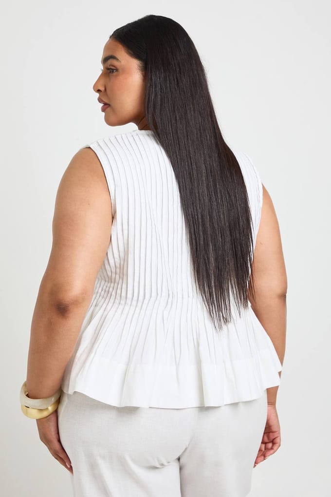 boohoo Dames Geplisseerde Linnen Top Met Hoge Hals | Wit | Maat: 46