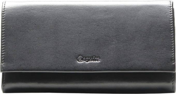 Esquire Portemonnee New Silk Ladies Long Wallet Black Zwart