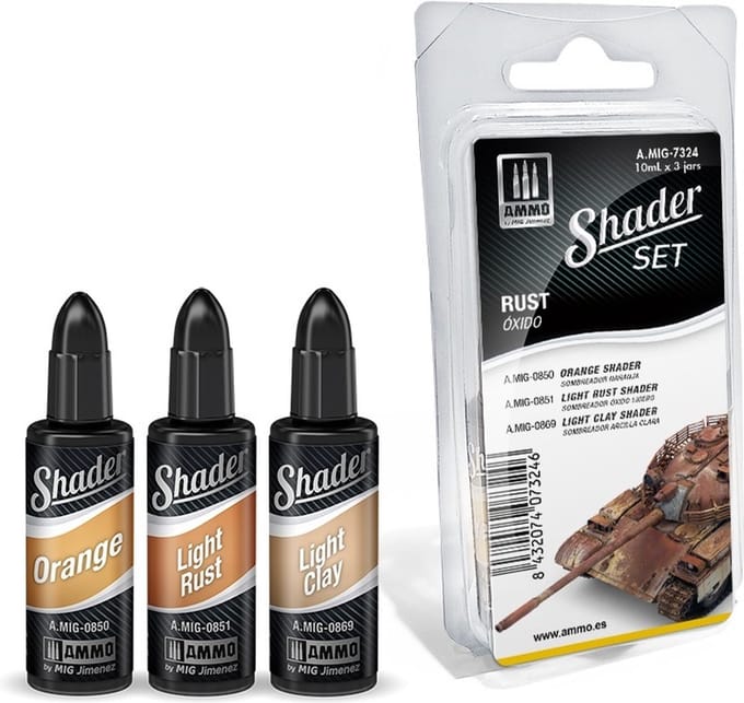 AMMO by Mig Jimenez Hobbyverf - MIG 7324 Shader Set - Rust Verf set - 3x 10 ml