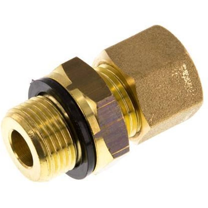 G 3/8'' Buitendraad x 10mm Messing Rechte Knelfitting met PA Afdichting 95 Bar DIN EN 1254-2