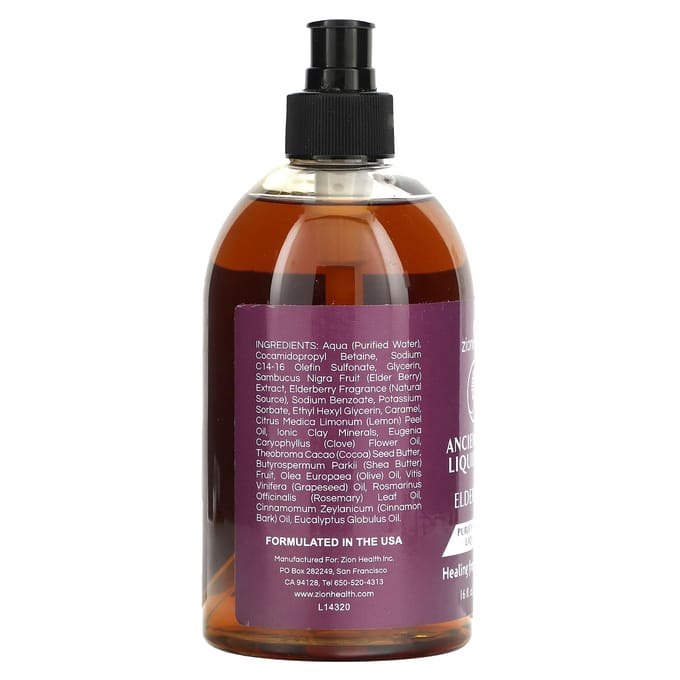 Ancient Clay Vloeibare Zeep, Vlierbes, 473 ml(16 fl oz) gray