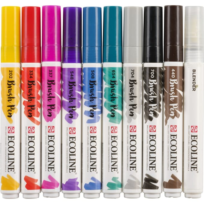 Brushpen Talens Ecoline set à 10 stuks handlettering