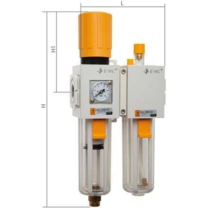 FRL G1/4'' 800l/min 0.5-9.0bar/7-130psi Handmatig Kunststof EMC 2A