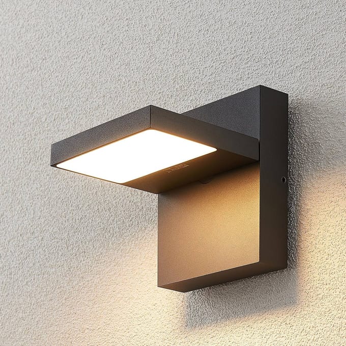 Lucande LED buiten wandlamp Silvan, antraciet, IP65, 14 cm