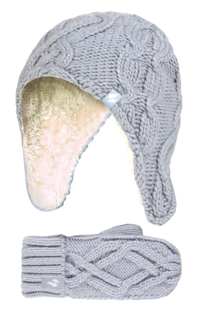 Heat Holders Meisjes Majestueuze Trapper Hat Mitts Set - Vorstgrijs