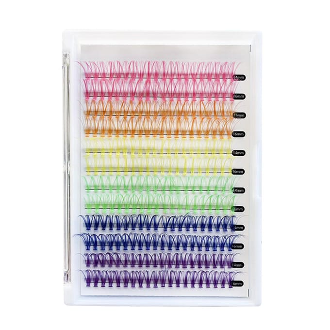 Gekleurde wimperclustersset Individuele valse wimpersset Gesegmenteerde nepwimpers met wimperbinding 120 Clusters veelkleurig
