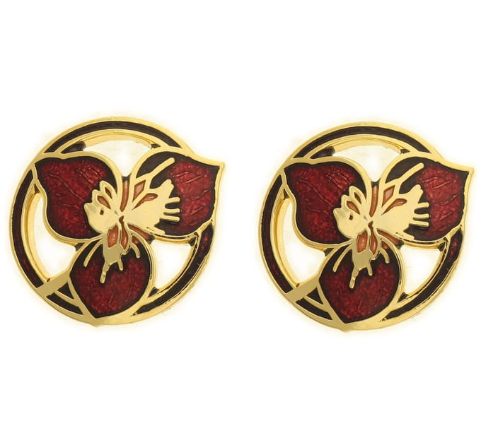 Behave - Oorclips dames - bloemmotief - rood - 1,5 cm