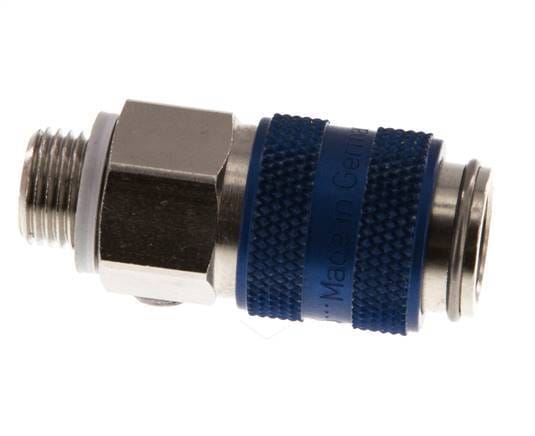 Vernikkeld Messing DN 5 Blauw Luchtkoppeling Snelkoppeling G 1/8 inch Buitendraad - CLS5-M-BN-BLU-018