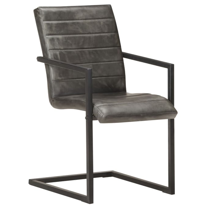 vidaXL Eetkamerstoelen 6 st echt leer grijs