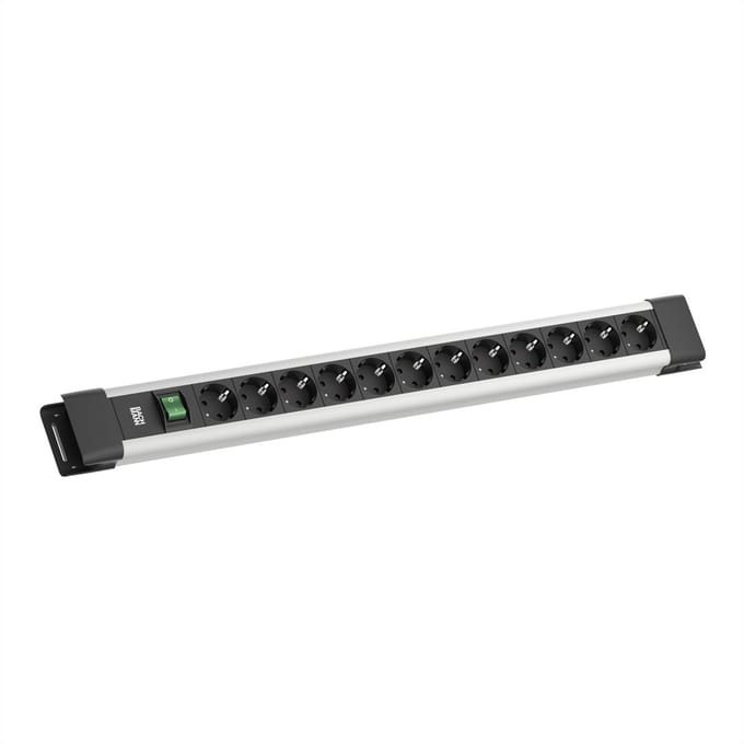 BACHMANN CONNECTUS 12xCEE7/3, 1xschakelaar 2,0 m CEE7/7 grijs