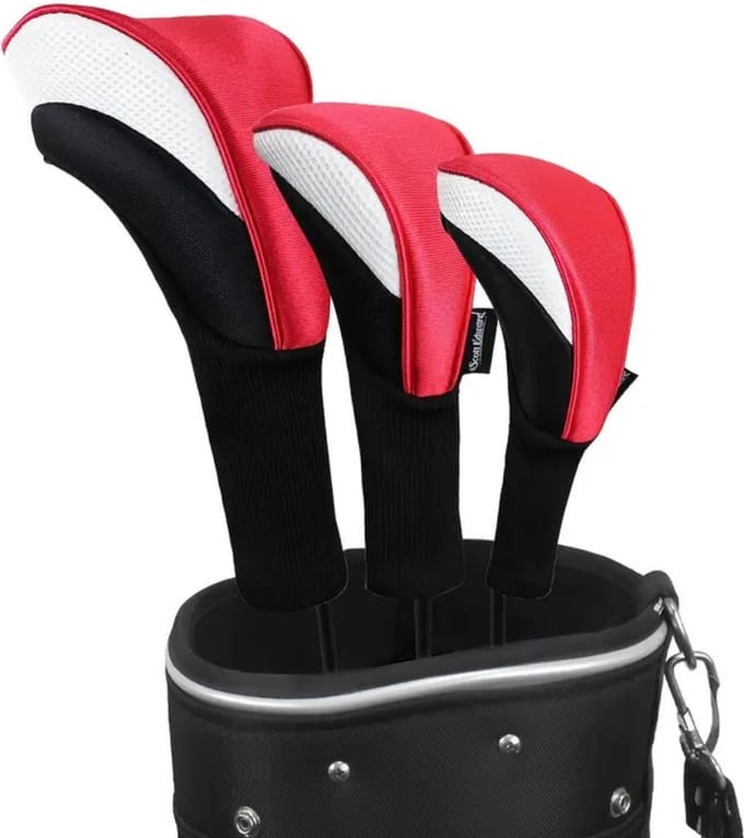 Livano Golfclub Headcover - Covers - Beschermers - Golfset - Rood - 3 Stuks