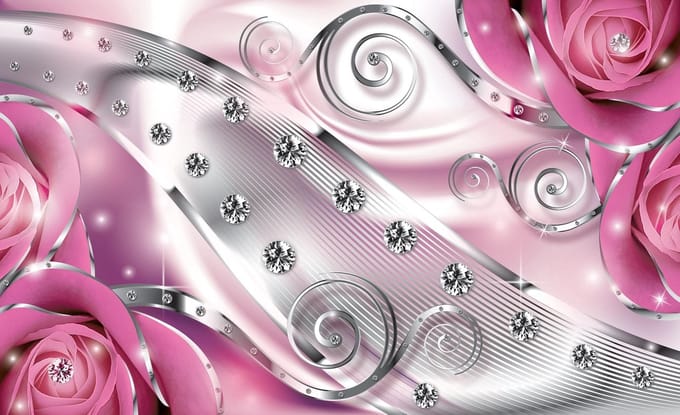 Poster | Roze , Zilver | 104 x 70,5 cm