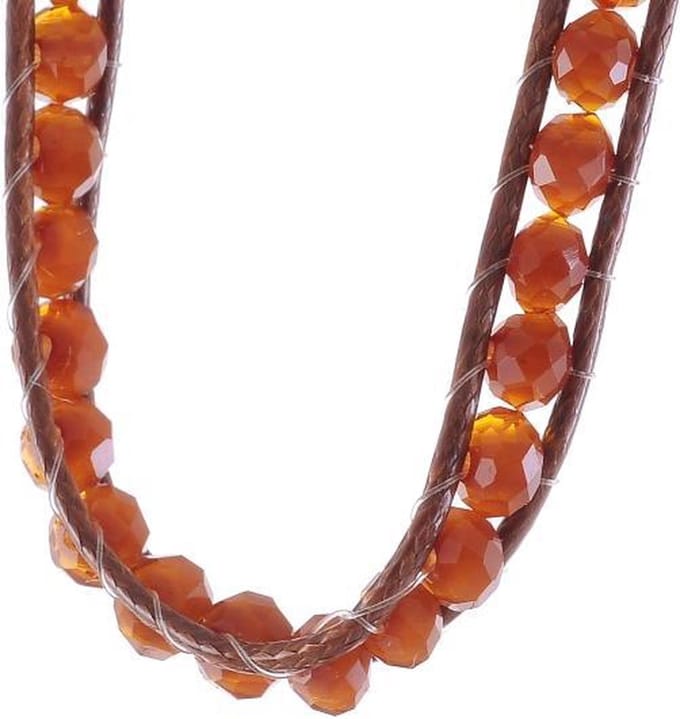 Behave - armbandje met glaskralen - cognac - warme herfststijl
