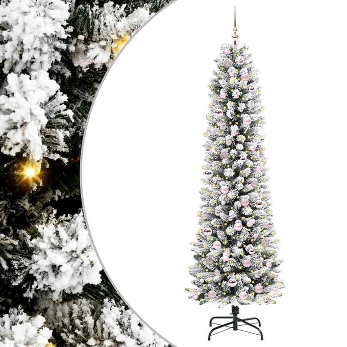 vidaXL - Kunstkerstboom - Wit - 210 - cm - PVC - en - Metaal - en - Plastic