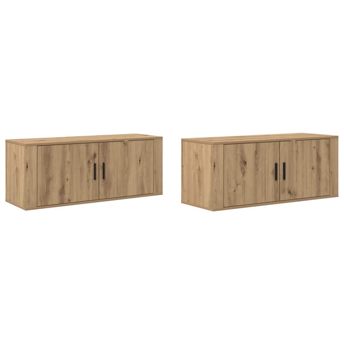 vidaXL Wandtv-kast Set 2 st Artisan Eiken Bewerkt hout