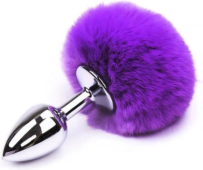 Butt Plug with Pompon Purple Size S