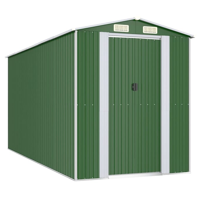 vidaXL - Tuinschuur - 192x440x223 - cm - gegalvaniseerd - staal - groen