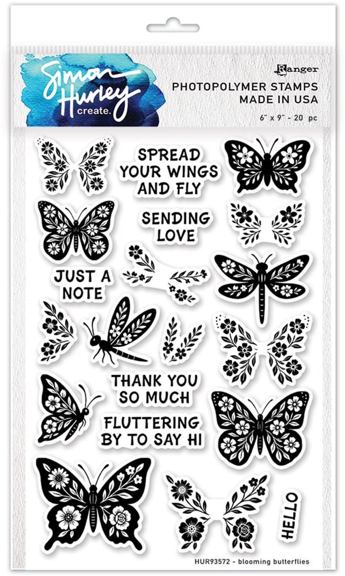 Simon Hurley clear stamps - Blooming butterflies