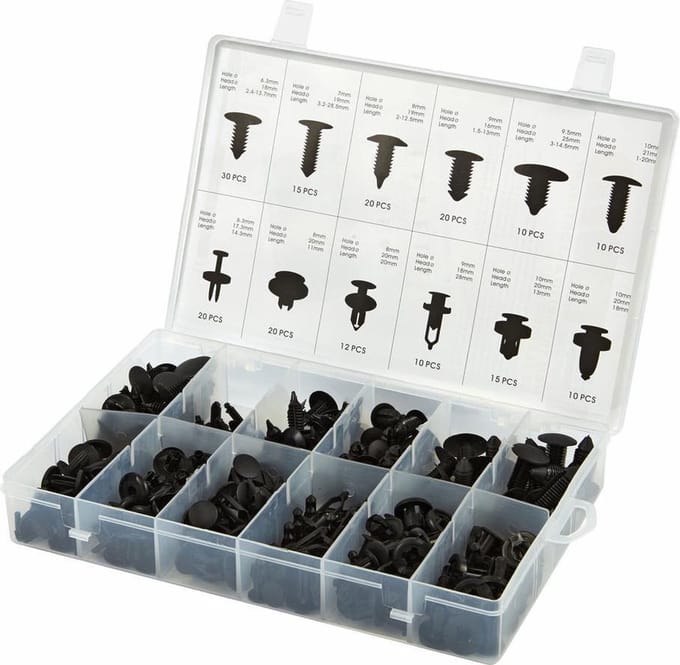 HBM 192-delige Assortiment Bekleding Clips voor Gereedschapswand