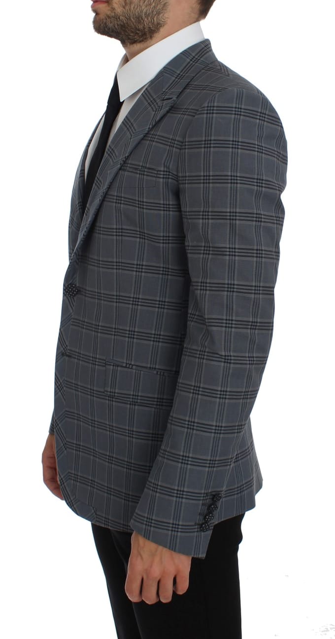 Grijs Geruite Blazer Slim Fit