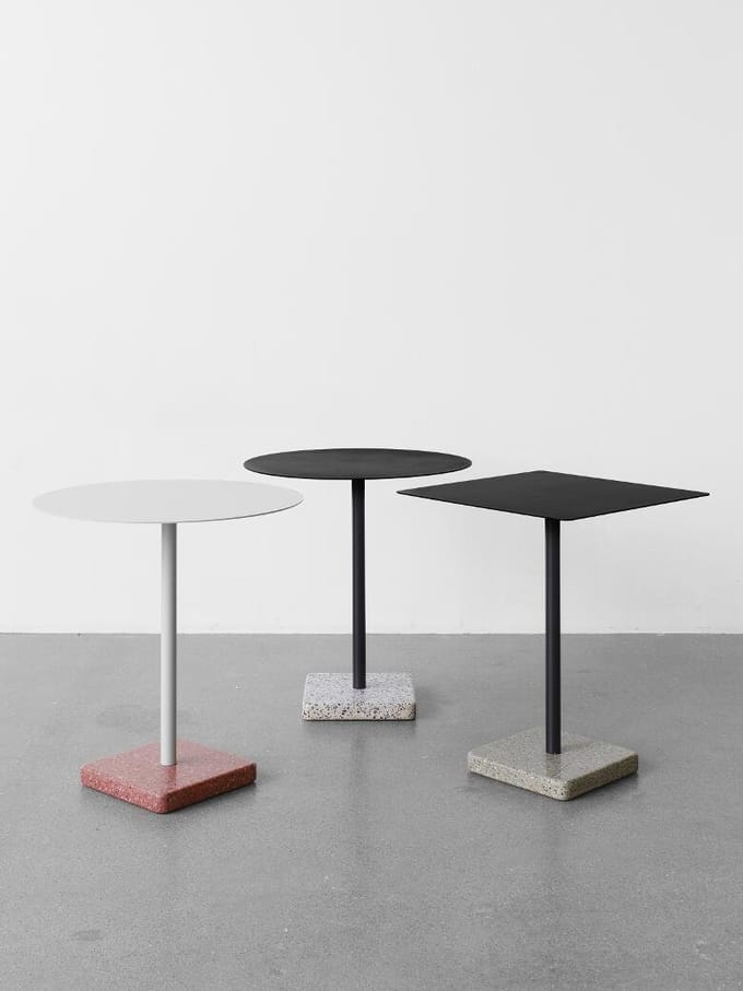 HAY Terrazzo-tuintafel - donkergrijs - Terrazzo grijs - vierkant 60 x 60 cm