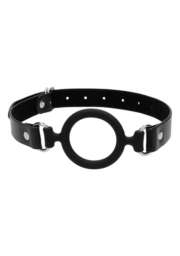 Ouch Siliconen Ring Gag - Met Leren Bandjes - Zwart