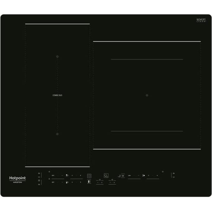 Table de cuisson induction - HOTPOINT - 3 zones - Zones modulables - L 59 x P 51 cm - HB2760BNE - 7200W total - Noir