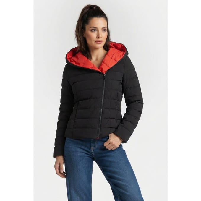 French Connection Iola Puffa Coat Black/red Größe: S | Leichte Jacken Outlet | Damen | Schwarz