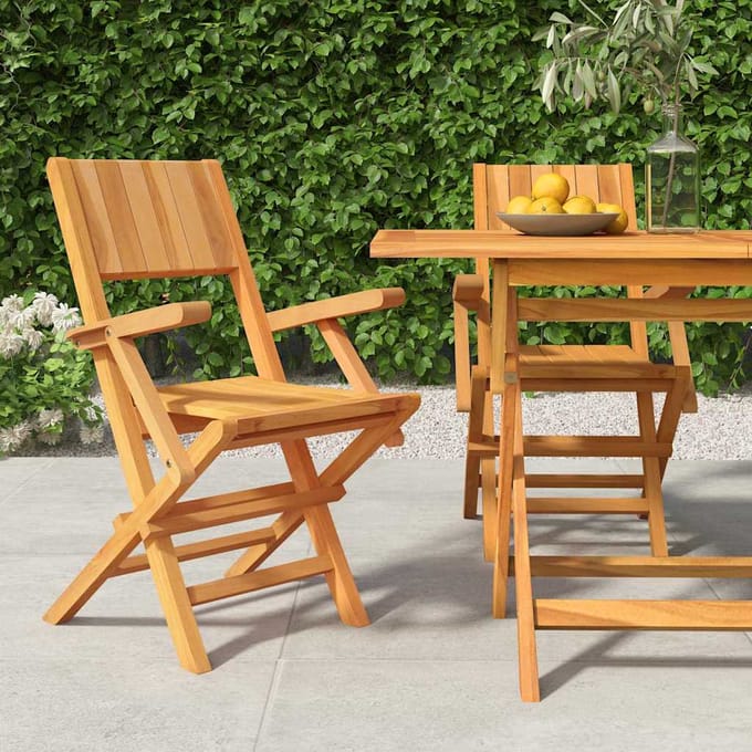 vidaXL - Opklapbare - stoelen, - 2 - stuks, - 55x61x90 - cm, - massief - teakhout