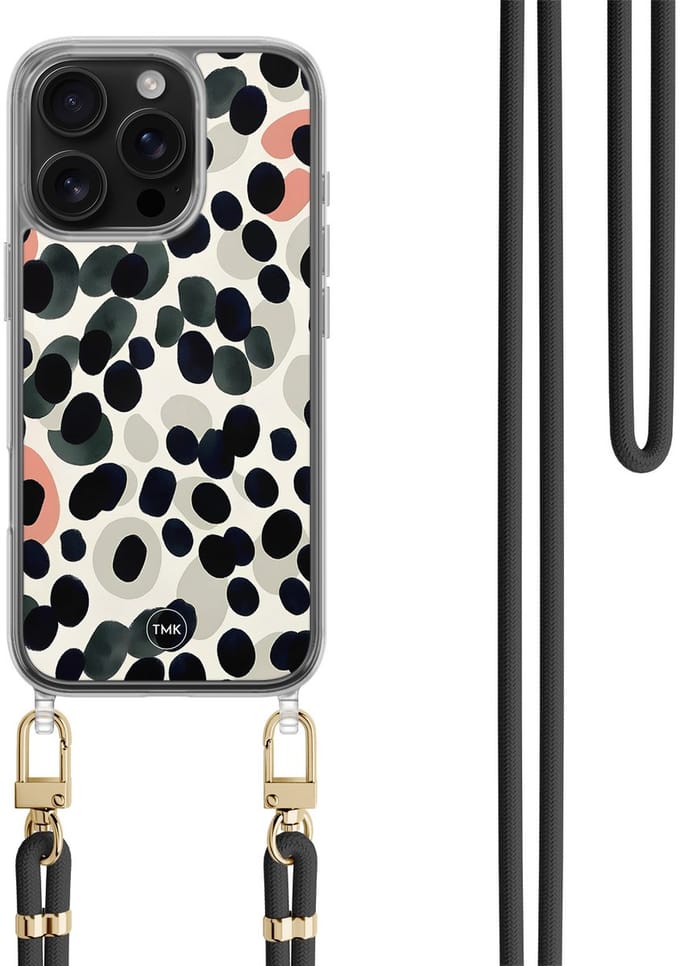 Casevibes - Telefoonhoesje met koord - Geschikt voor Apple iPhone 16 Pro - Modern dots - Multi - Gestipt