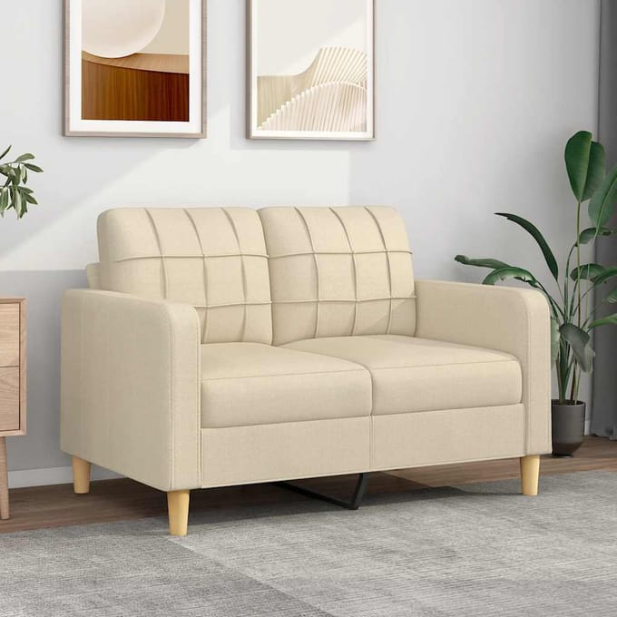 vidaXL - Tweezitsbank - 120 - cm - stof - crèmekleurig