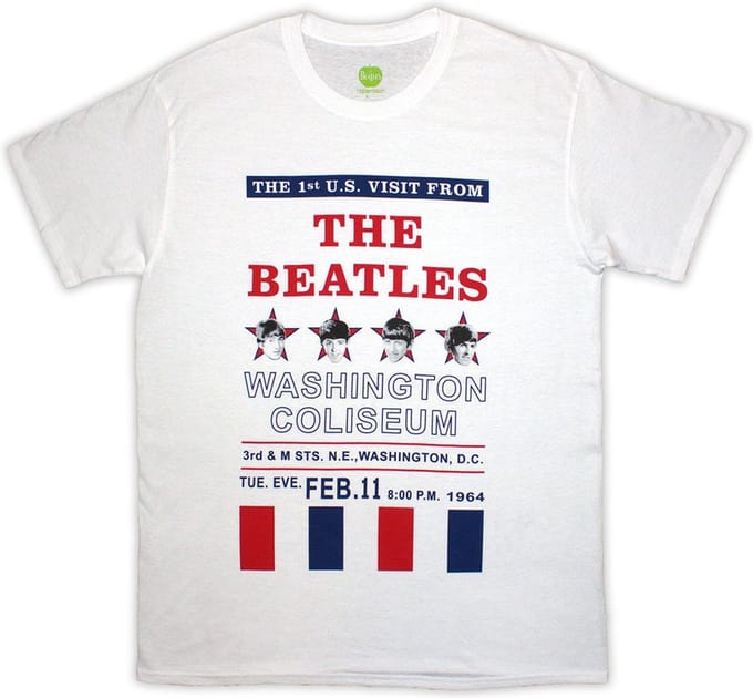 The Beatles - Washington '64 Stars & Stripes Heren T-shirt - M - Wit