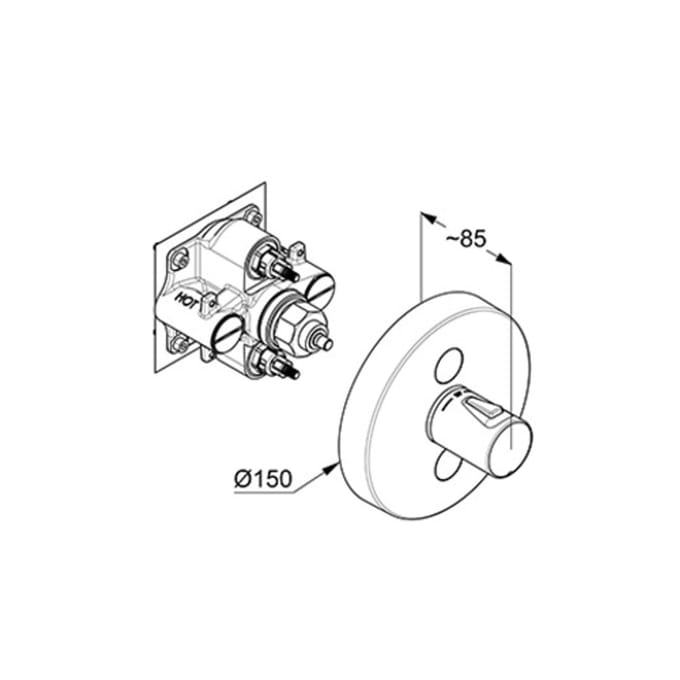 Kludi PUSH concealed thermostatic shower mixer, with push-button for 2 consumers 389120538