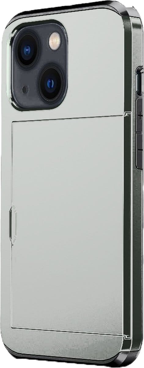 Hoesje geschikt voor iPhone 16 Pro Max - Backcover - Hardcase - Pasjeshouder - Portemonnee - Shockproof - TPU - Zilver